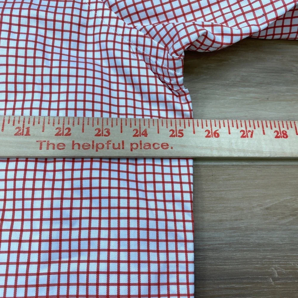 Banana Republic Shirt Men XL Classic Red White Windowpane Cotton Button Down Ivy